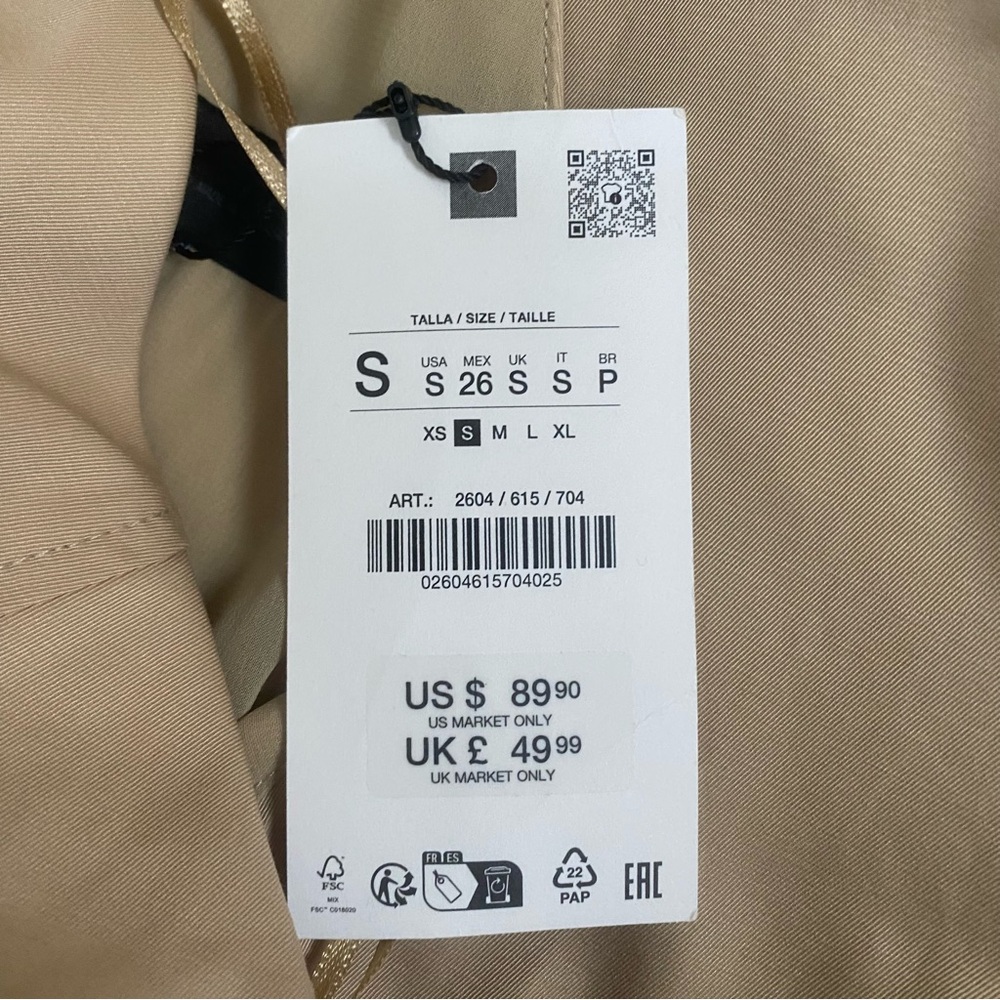 Zara Khaki Halter Neck Belted Midi Dress Women’s. Sleeveless Keyhole Pockets S - Picture 9 of 9